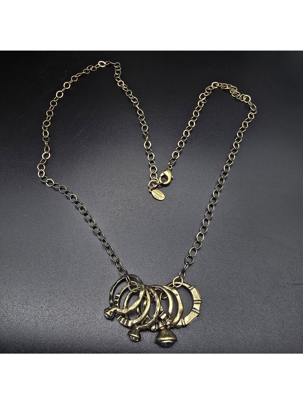 Sweet Romance Bronze Tone Ring Charm Necklace Chain